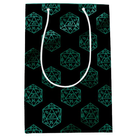 Sac Cadeau Moyen RPG Dice | Teal Green Retro Tabletop Roleplayer (Devant)