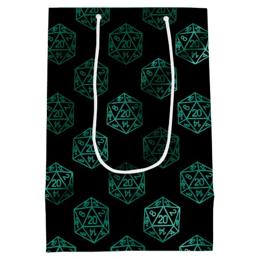 Sac Cadeau Moyen RPG Dice | Teal Green Retro Tabletop Roleplayer (Dos)