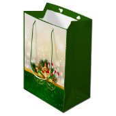 Sac Cadeau Moyen Ruban de Noël (Devant Angle)
