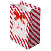 Sac Cadeau Moyen Ruban rouge et blanc rouge rayé (Dos Angle)
