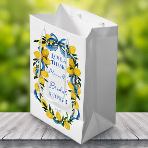 Sac Cadeau Moyen Rubans à nœud bleu pour mariage avec citrons en ca