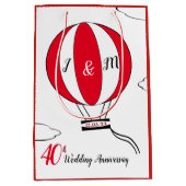 Sac Cadeau Moyen Ruby Red 40e anniversaire mariage montgolfière (Devant)