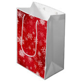 Sac Cadeau Moyen Ruby Red Festive Noël Blanc Flocons de Neige (Devant Angle)