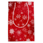 Sac Cadeau Moyen Ruby Red Festive Noël Blanc Flocons de Neige (Devant)