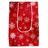 Sac Cadeau Moyen Ruby Red Festive Noël Blanc Flocons de Neige (Dos)