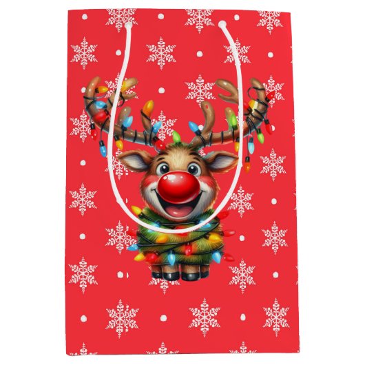 Sac Cadeau Moyen Rudolph le renne à nez rouge (Devant)