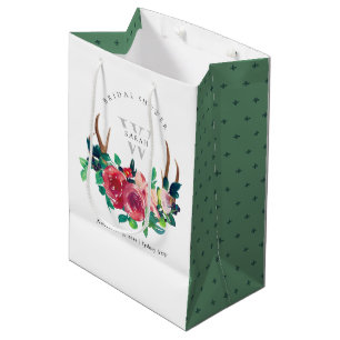 Sac Cadeau Moyen Russe Boho Floral Stag Antlers Fête des mariées
