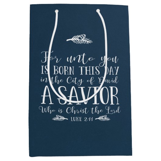 Sac Cadeau Moyen Russe Noël chrétien Verse Typographie Bleu (Devant)