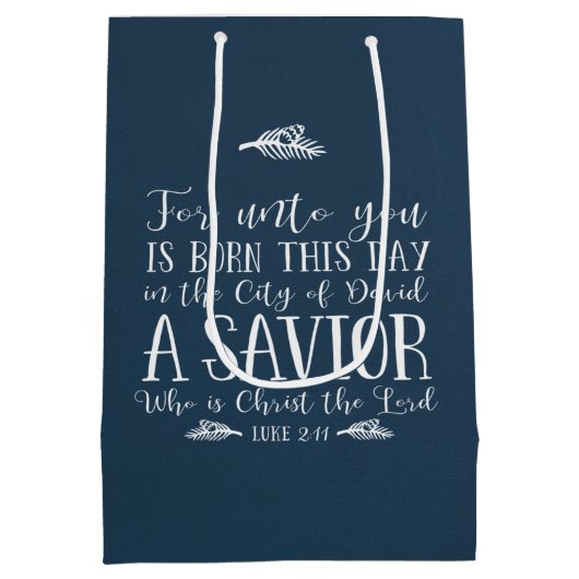 Sac Cadeau Moyen Russe Noël chrétien Verse Typographie Bleu (Dos)