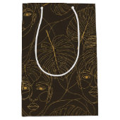 Sac Cadeau Moyen Rustic Botanical Face Line Pattern (1) (Devant)