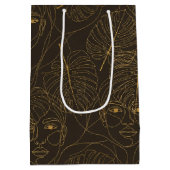 Sac Cadeau Moyen Rustic Botanical Face Line Pattern (1) (Dos)
