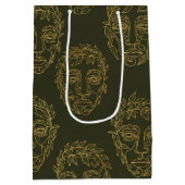 Sac Cadeau Moyen Rustic Botanical Face Line Pattern (2) (Dos)