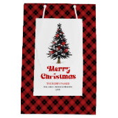 Sac Cadeau Moyen Rustic buffalo plaid Christmas bag personalized (Dos)