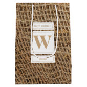 Sac Cadeau Moyen Rustic Burlap Monogramme Anniversaire initial (Dos)