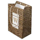 Sac Cadeau Moyen Rustic Burlap Monogramme Anniversaire initial (Dos Angle)