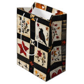 Sac Cadeau Moyen Rustic Fall Quilt Motif | Patchwork agricole (Dos Angle)