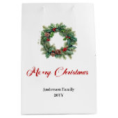 Sac Cadeau Moyen Rustic pine wreath Christmas gift bag custom (Devant)