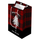 Sac Cadeau Moyen Rustic Red Plaid Ajouter un nom Joyeux Noël Favori (Devant Angle)