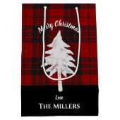 Sac Cadeau Moyen Rustic Red Plaid Ajouter un nom Joyeux Noël Favori (Dos)