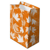 Sac Cadeau Moyen Rustique Automne Feuilles Motif (Dos Angle)