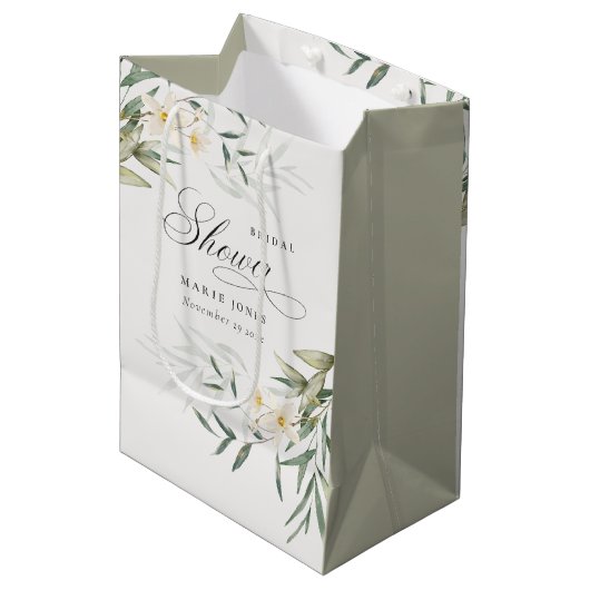 Sac Cadeau Moyen Rustique Blanc verdure Fête des mariées de Bunch F (Devant Angle)