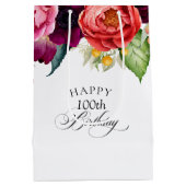 Sac Cadeau Moyen Rustique Boho Floral 100e anniversaire (Dos)