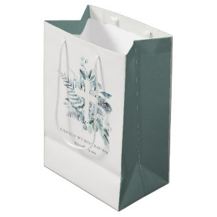 Sac Cadeau Moyen Rustique Green Eucalyptus Fern Foliage Croix Baptê