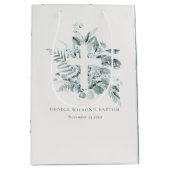 Sac Cadeau Moyen Rustique Green Eucalyptus Fern Foliage Croix Baptê (Devant)