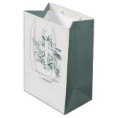 Sac Cadeau Moyen Rustique Green Eucalyptus Fern Foliage Croix Baptê (Dos Angle)