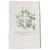 Sac Cadeau Moyen Rustique Green Eucalyptus Fern Foliage Croix Baptê (Devant)