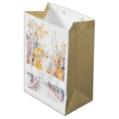 Sac Cadeau Moyen Rustique Pastel Jaune automne Mariage paysage auto (Devant Angle)