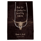 Sac Cadeau Moyen Rustique Western Bull Skull Mariage Pays Texture (Dos)