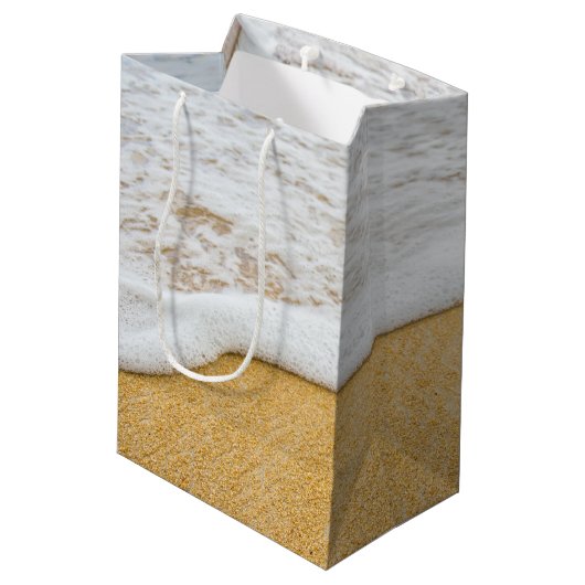 Sac Cadeau Moyen Sable n Surf Bienvenue Destination Mariage Papier  (Dos Angle)