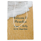 Sac Cadeau Moyen Sable n Surf Bienvenue Destination Mariage Papier  (Devant)