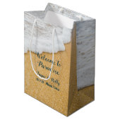 Sac Cadeau Moyen Sable n Surf Bienvenue Destination Mariage Papier  (Devant Angle)
