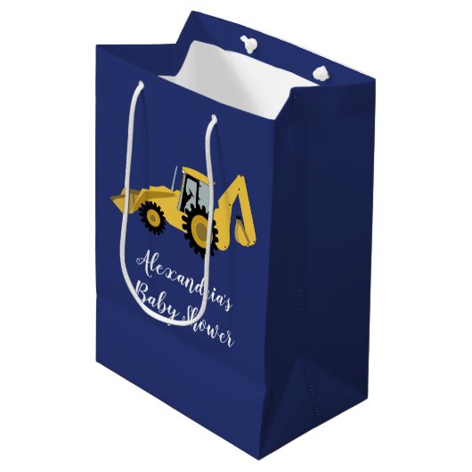 Sac Cadeau Moyen Sac-cadeau Baby shower Backhoe Construction (Devant Angle)