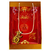 Sac Cadeau Moyen Sac-cadeau de l'année 2020 M du noud rouge chinois (Dos)