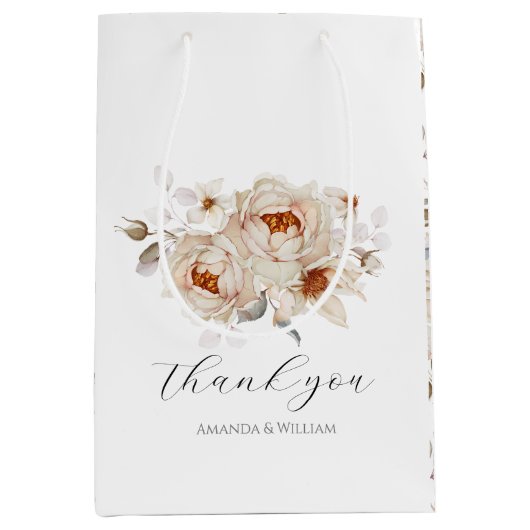 Sac Cadeau Moyen Sac-cadeau élégant à motif floral pour mariage (Devant)