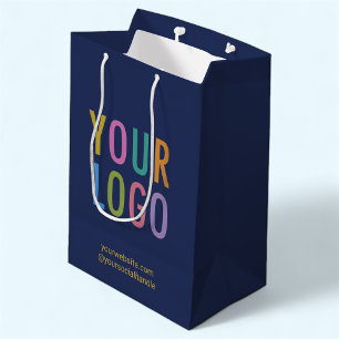 Sac Cadeau Moyen Sac-cadeau en papier bleu marine personnalisé avec