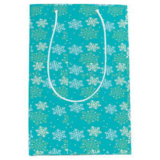 Sac Cadeau Moyen Sac-cadeau Green Snowflakes Petit à Moyen