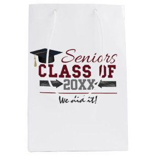 Sac Cadeau Moyen Sac-cadeau Maroon and Grey Typography Graduation