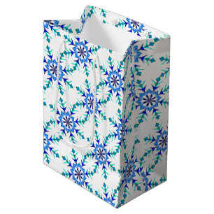 Sac Cadeau Moyen Sac-cadeau Med Blue Snowflakes