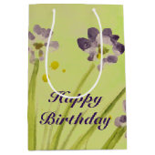 Sac Cadeau Moyen Sac-Cadeau Med En Conception Florale Violet Et Lim (Devant)