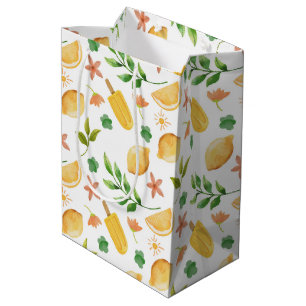Sac Cadeau Moyen Sac-cadeau moyen aquarelle citrons et sucettes gla