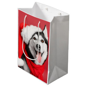 Sac Cadeau Moyen Sac-cadeau moyen Père Noël Husky Sibérien