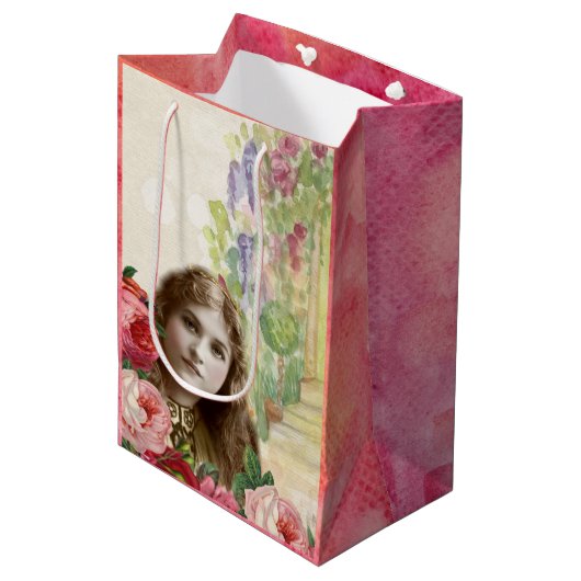 Sac Cadeau Moyen Sacs-cadeaux de femme Floral Rose de chou victorie (Devant Angle)