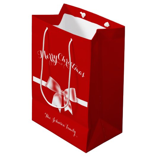 Sac Cadeau Moyen Sacs-cadeaux de Noël Red Joyeux personnalisés (Devant Angle)