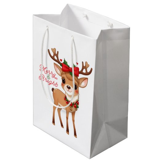 Sac Cadeau Moyen Sacs-cadeaux Merry&Bright Cute Reindeer (Dos Angle)