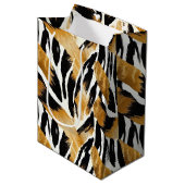 Sac Cadeau Moyen Safari Animaux à thème Or et noir (Devant Angle)