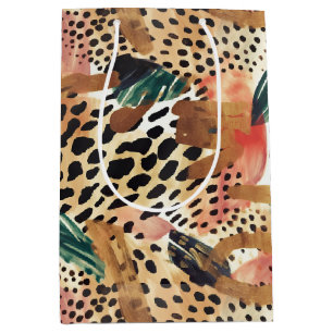Sac Cadeau Moyen Safari Animaux Fourrures Motifs Savannah Boho